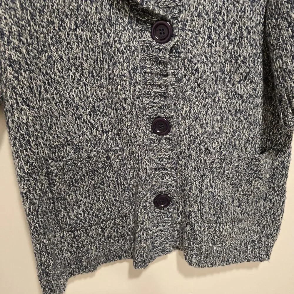 Michael Kors Knitted Sweater Cardigan Short Sleeve Button Up Large Marled Blue